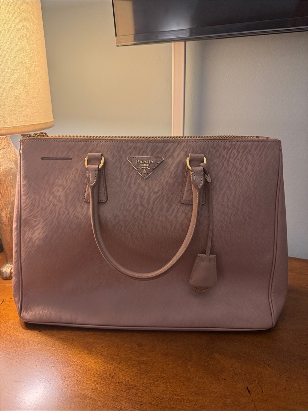 Pale Pink Prada Canapa Tote